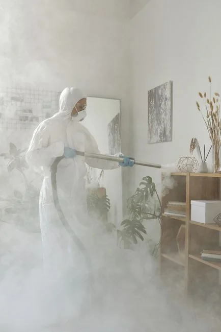 a-woman-in-a-green-shirt-and-black-gloves-vacuuming-a-gray-ottoman-5txz228u4eo